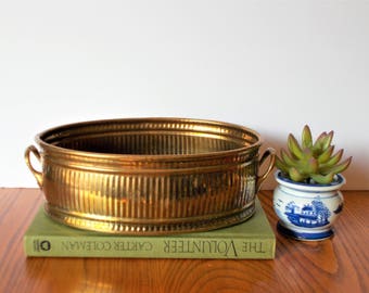 Vintage Brass Planter Vintage Brass Metal Planter Indoor Planter British Colonial Handled Planter Gold Planter Decorative Brass Planter