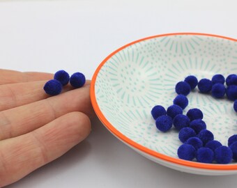 40 x 6mm Royal Blue Velvet Pom Pom Beads by Jewellery Making Supplies London ( JMSLondonCo ) .
