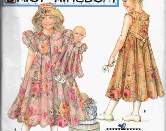 Simplicity 7550 Vintage Daisy Kingdom, Girls Dress , Hat, Matching Doll Sewing Pattern Size 3, 4, 5, 6 Uncut