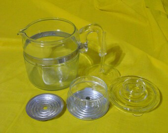 Vintage Pyrex Percolator Coffee Pot // Pyrex 6 Cup Clear Flameware Glass Coffee Pot