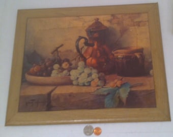 Vintage 1950's Photo, Art, Winde Fine Prints, 11 x 14, Still Life with Grapes, By Chailloux, Home Decor, Wall Hanging, Home Decoration