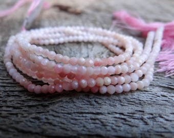 RESTOCKED Very Dainty Shaded Ombre Pink Peruvian Opal | Micro Faceted Rondelles | ~2mm | Sold in Sets of 16 Rondelles
