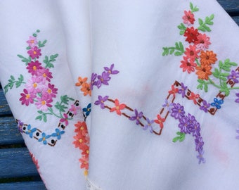 Vintage Hand Embroidered Tablecloth