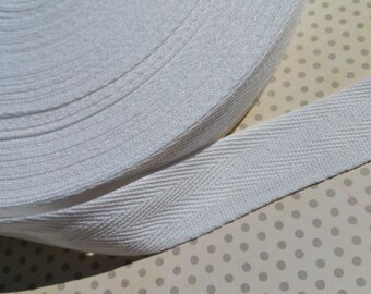 Twill White Cotton Trim Tape - Sewing Bunting Banners Shipping Packaging - 1" Wide - 20 Yards