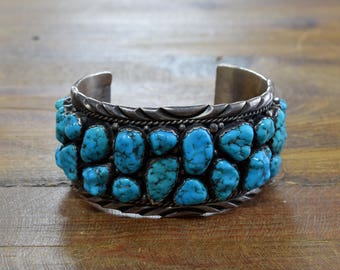 Vintage Sterling Silver Turquoise Cuff Bracelet