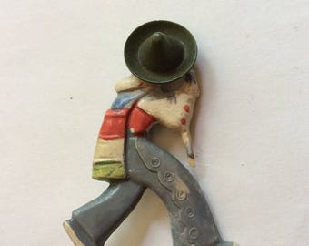Vintage 1940's Celluloid Mexican Serape pin