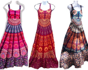 Hippie Dress, Patchwork Dress, Boho Dress Hippie Clothing Spinner Batik Dress, Plus Size festival dress blue Sun Dress, 2X Hippie dress