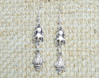 SALE - Octopus and Seashell Earrings
