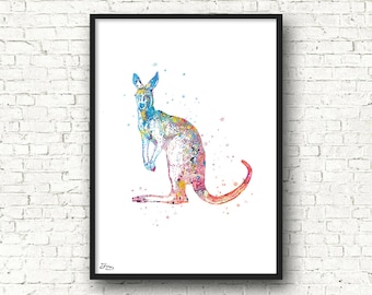 Kangaroo poster, animal illustration, wall decor, bedroom, living room, baby
