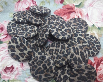 Leopard pin, Leopard button, Recycled leopard fabric