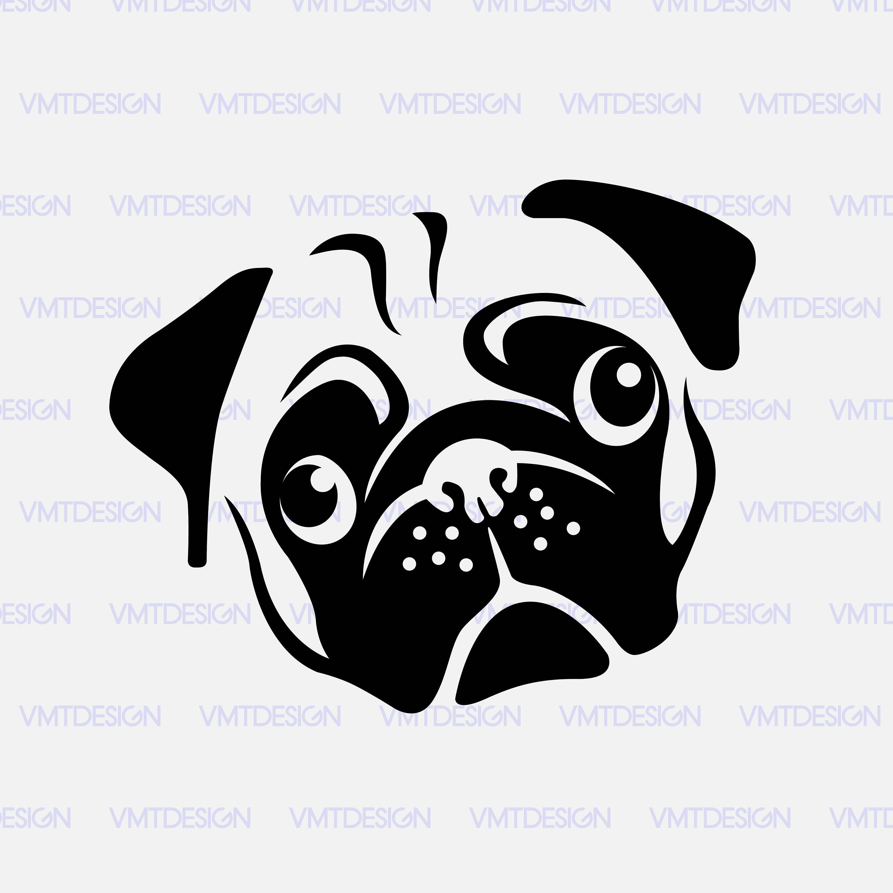 Pug face svg Pug face vector Pug face Clipart Pug face