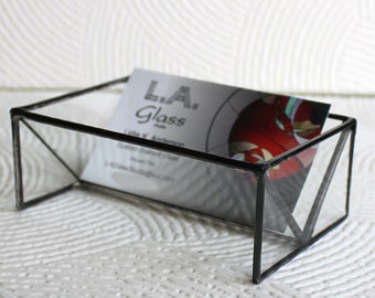 Clear Stained Glass Business Card Holder - Home-Office-Professional