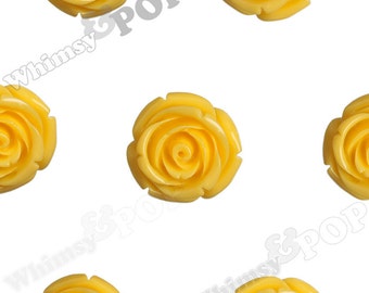 Large Yellow Rose Beads, Flower beads, 21mm Flower Beads, Drilled Flowers (R7-073)
