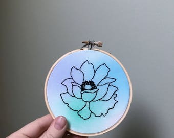 Watercolor flower - Embroidery Hoop - 4 inch