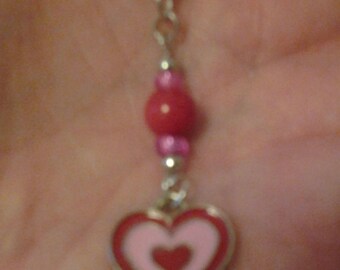 Pink and Red Enamel Heart Zipper Pull // Pink and Red Enamel Heart Planner Charm