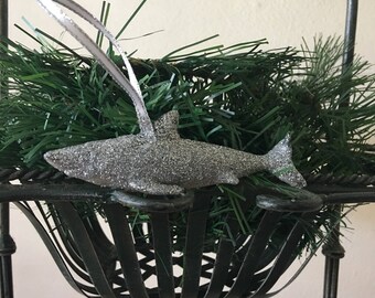 Summer Sale Shark Silver Glitter Ornament