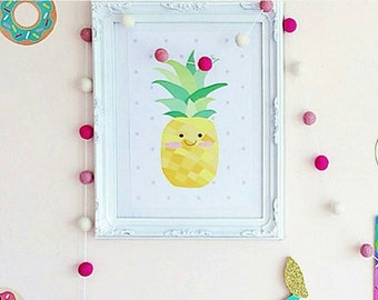 Pineapple Wall Art. Modern Nursery Art. Nursery Wall Art. Girl Wall Art. Pineapple. Pastel Wall Art