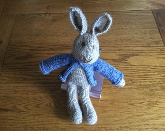 Hand knitted bunny, knitted rabbit, Peter Rabbit