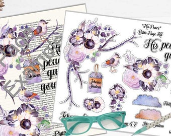 Printable Bible Journaling Page Kit - "His Peace" - Complete kit for Bible Pages or Journals. Fits all Journaling Bibles.