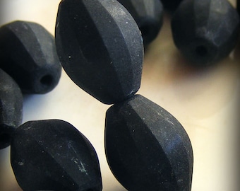 Czech Glass Global Melon Beads 12x9mm Matte Black (10 pk) SRB-12x9G-BM