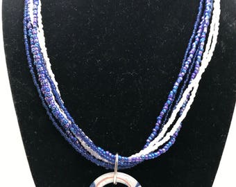 Blue and White Stranded Necklace