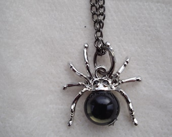 Silver spider necklace , spider pendant ,arachnid pendant, costume , accessories