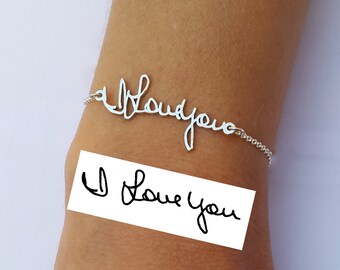 Memorial Bracelet - Personalized Signature Bracelet - Handwriting Jewelry - Sterling Silver