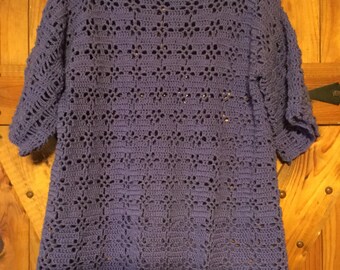Womens Pullover Crocheted Lace Sweater