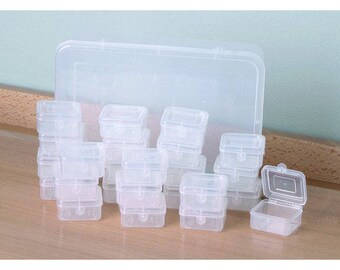 All Brand New Cases Clear Jewelry Square Storing Locking Tops Container Set for beads gems stones buttons containers jewelry cases