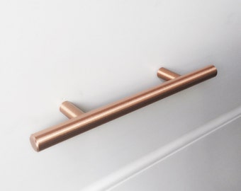 6" Copper Drawer Pull. T-Bar Satin Copper Drawer Pull. Cabinet Knobs
