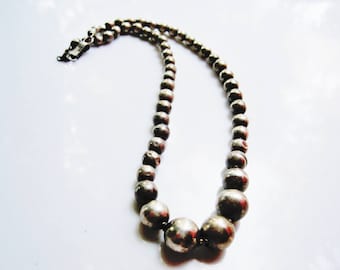 Silver Ball Necklace Vintage Mexico Choker Mexican Jewelry
