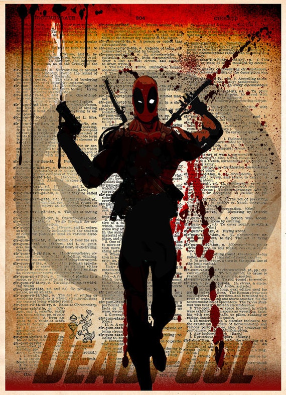  Deadpool  poster Deadpool  wall art Vintage  dictionary print