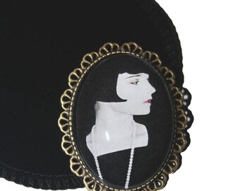 Bronze brooch cabochon 30X40mm LOUISE BROOKS
