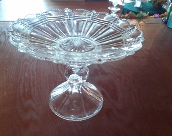 Antique Scalloped Plate on a Pedestal Dessert Stand