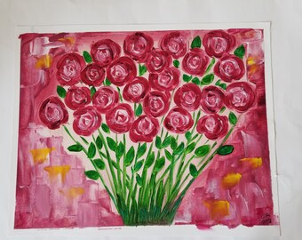 Crimson Roses, Original Oil Painting, 16 x 20