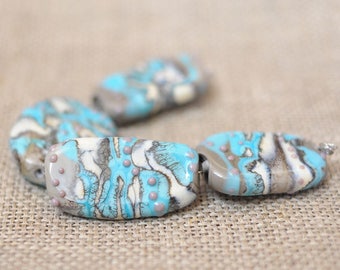 4 Free Form Beads Handmade Glass Lampwork Bead