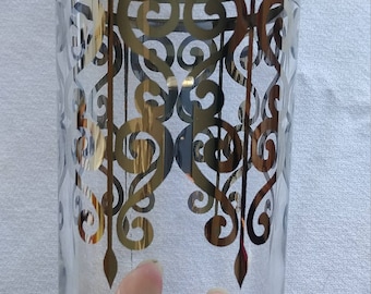 8 silver scroll ombre highball glasses Queens lusterware