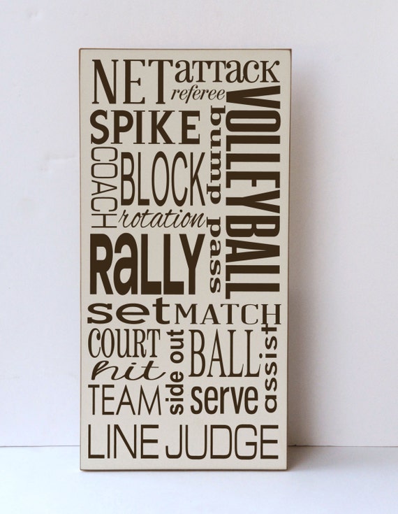 Items similar to Volleyball Subway Art Wood Sign, Child ...