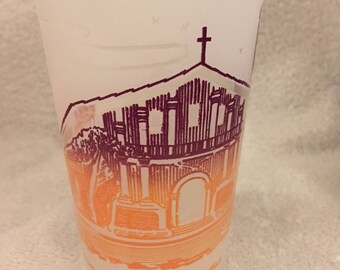 Vintage Mission San Francisco California de Asis Souvenir Glasses — Mid Century California Memorabilia