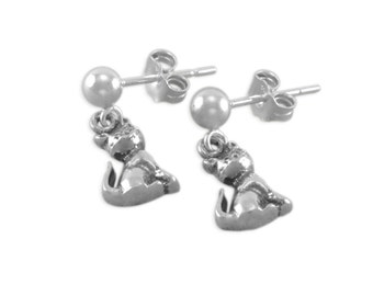 Cat Earrings, Kitten, Kitty, Sterling Silver dangle, childs jewelry, ball posts, for child, post earrings, for niece, Christmas gifts ANGELA
