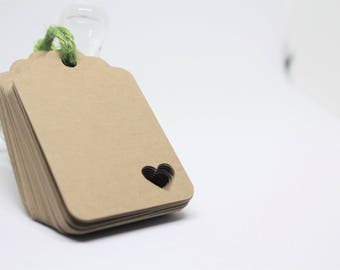 Kraft paper tags, Corner heart kraft tags, Kraft gift tags, DIY wedding thank you tags, Wedding favor tags, Blank hang tags, Thank you favor