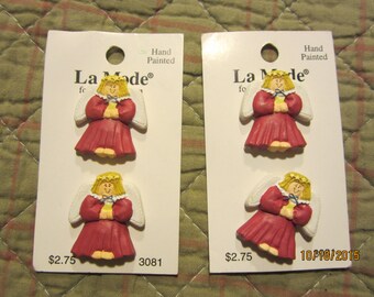 Christmas angel hand-painted buttons