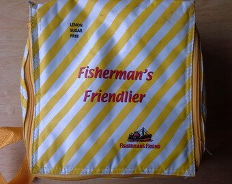 Vintage fisherman's friend yellow lunch bag