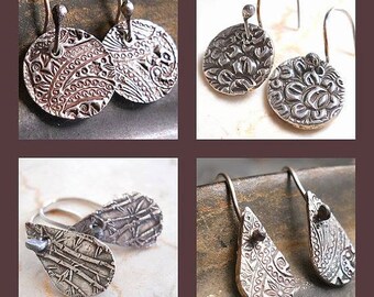 Handmade Petite Sterling Silver ROUND or TEARDROP Earrings, Reversible . Two for One . Hand Wrought Earwires, Jewellery, Yourdailyjewels