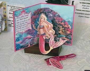 Handmade Barbie Mermaid pop up cards