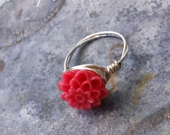 Pink Chrysanthemum Flower Ring