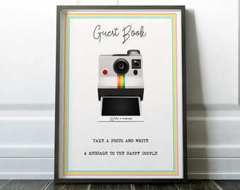 Guest book sign, polaroid sign, polaroid wedding reception sign, our guest book, gift table signage, wedding guest book, wedding photos