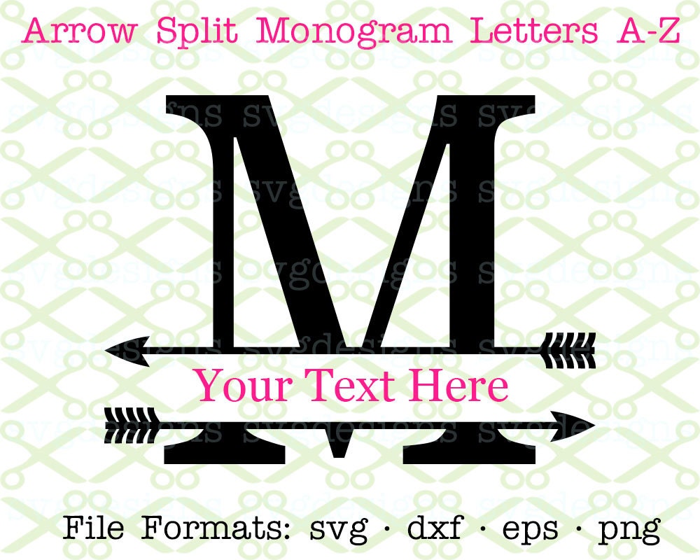 Arrow Split Letter Monogram SVG Dxf Eps Png Split Monogram