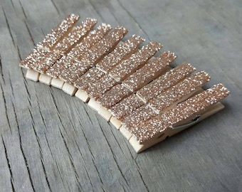 Champagne Gold Clothespins, Embellishments, Mini Clothespins, Glitter Clothespins, Party Supplies, Wood Clips, Small Clothespins, Wood Pegs