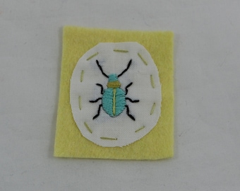 Aqua Beetle Embroidered Patch